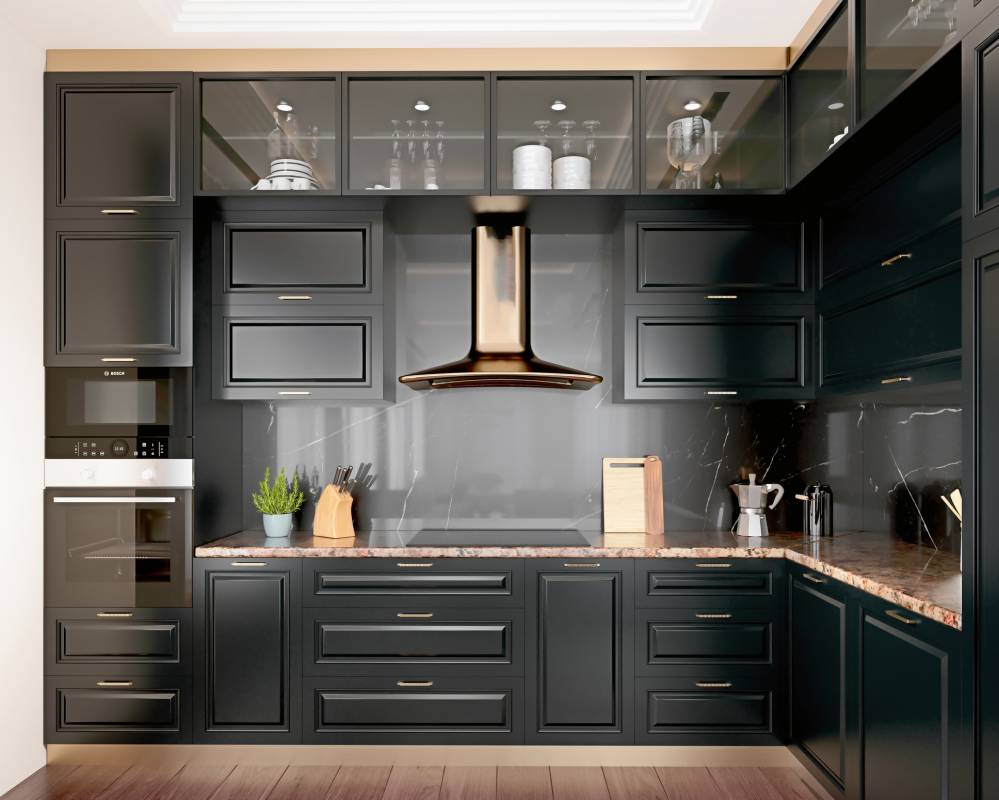 quelle finition pour cuisine noire contemporaine